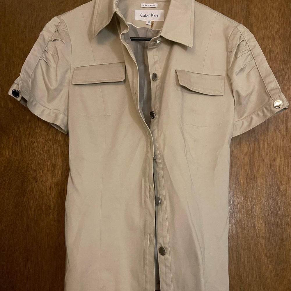 Tan Calvin Klein button up top
